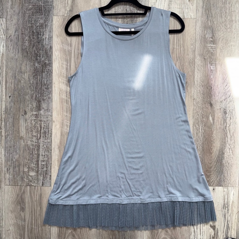 LOGO Layers by Lori Goldstein Knit Tank Top Baby Blue Size Large